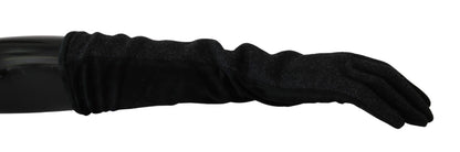  - Elegant Mid-Length Wool Gloves in Black