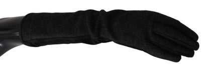  - Elegant Mid-Length Wool Gloves in Black