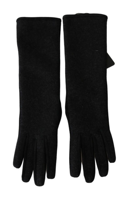  - Elegant Mid-Length Wool Gloves in Black