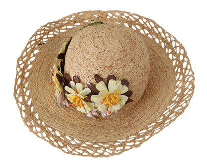  - Elegant Beige Floral Bucket Hat