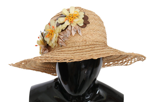  - Elegant Beige Floral Bucket Hat