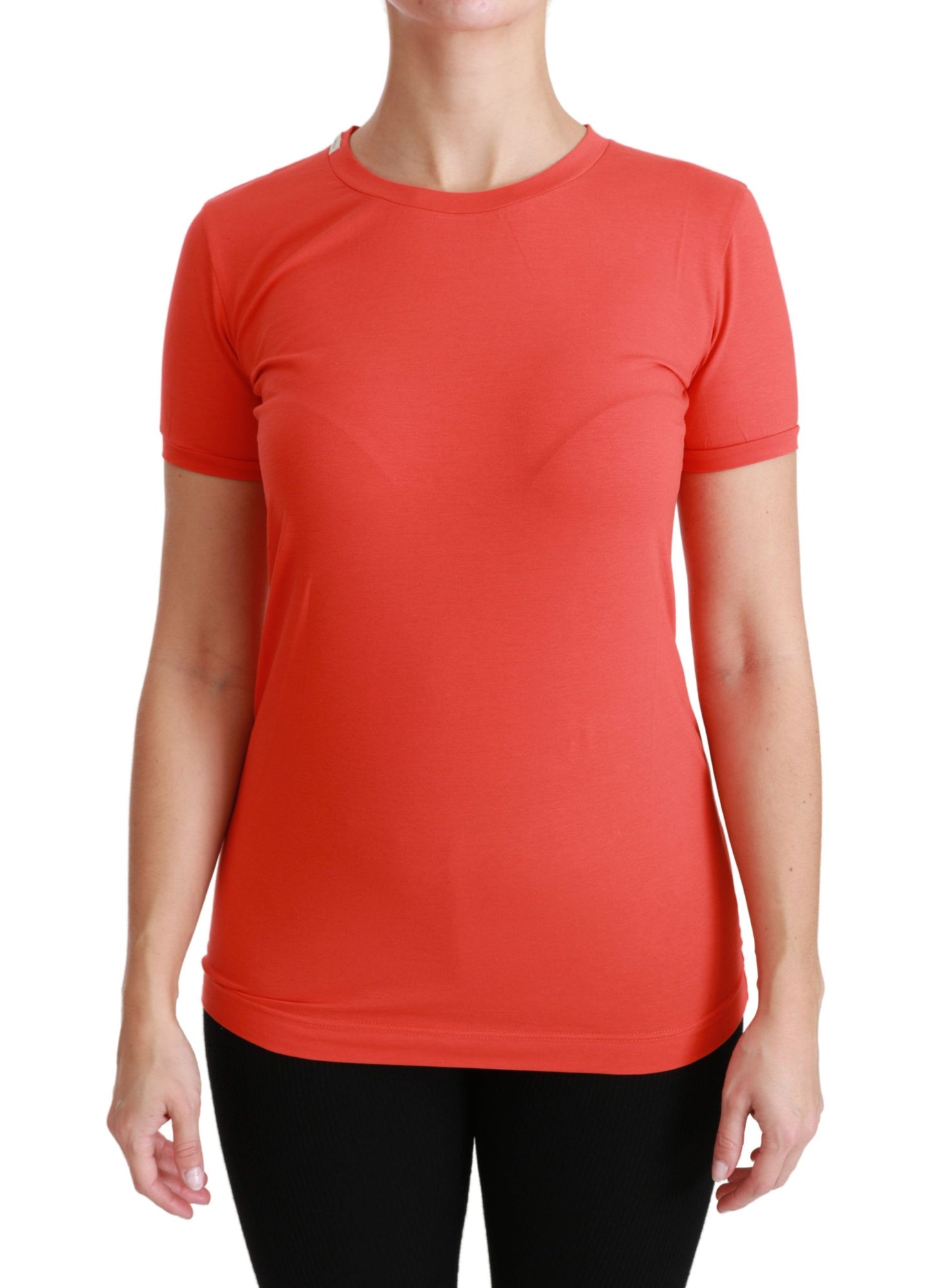  - Elegant Red Crewneck Short Sleeve Tee