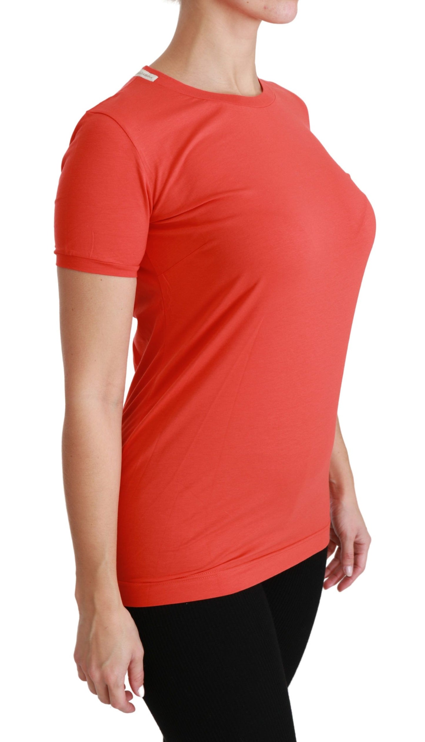  - Elegant Red Crewneck Short Sleeve Tee