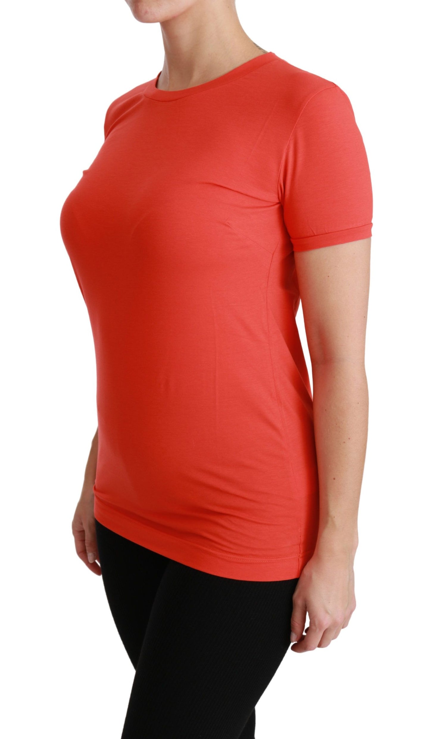  - Elegant Red Crewneck Short Sleeve Tee