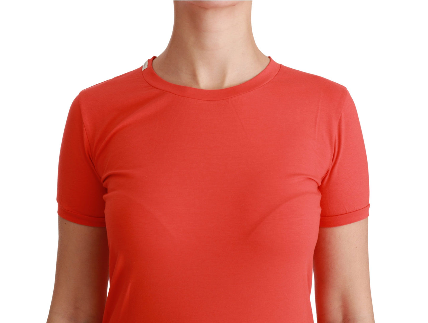  - Elegant Red Crewneck Short Sleeve Tee