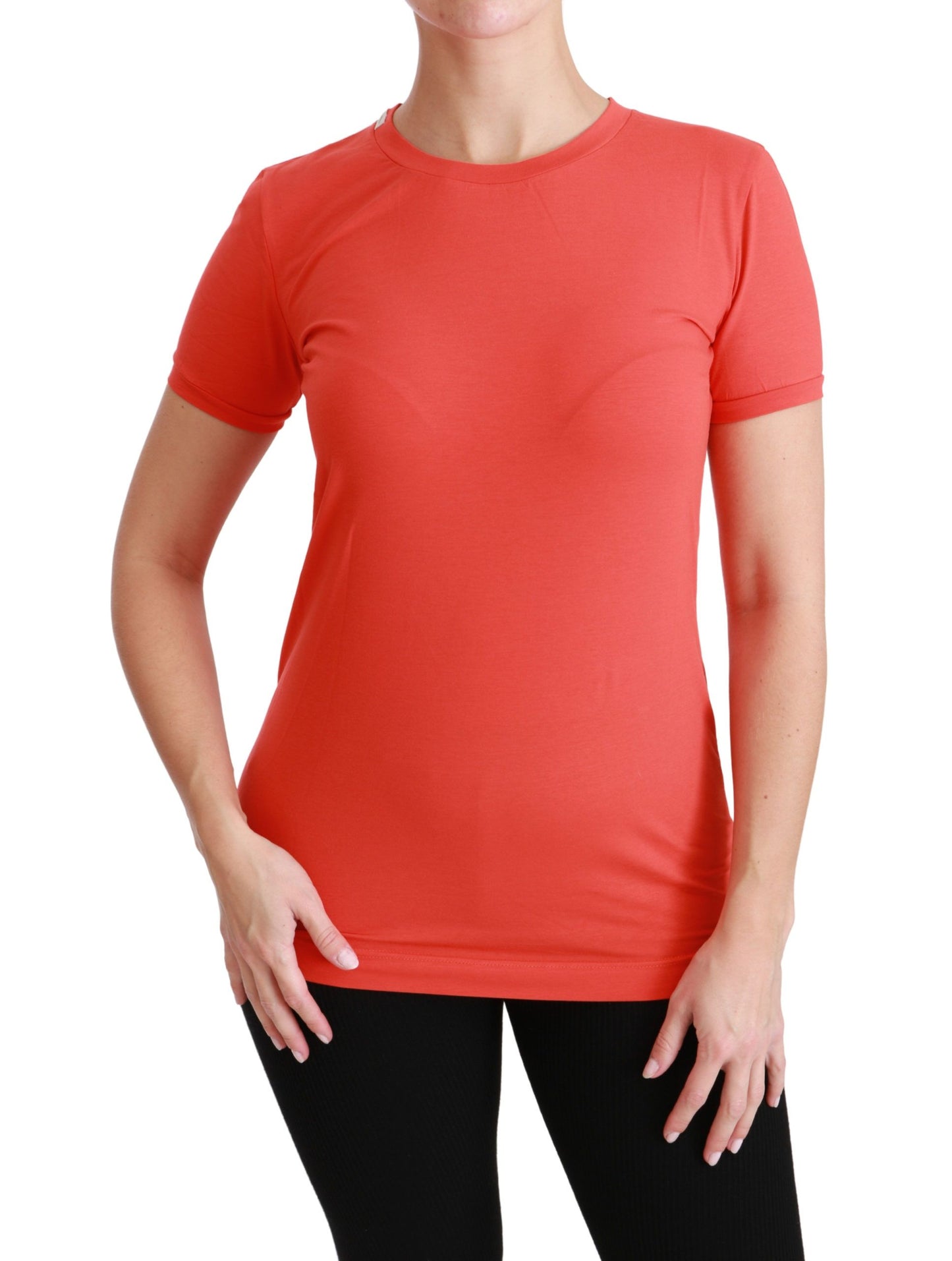  - Elegant Red Crewneck Short Sleeve Tee