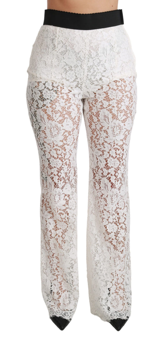  - Elegant White Lace High Waist Pants