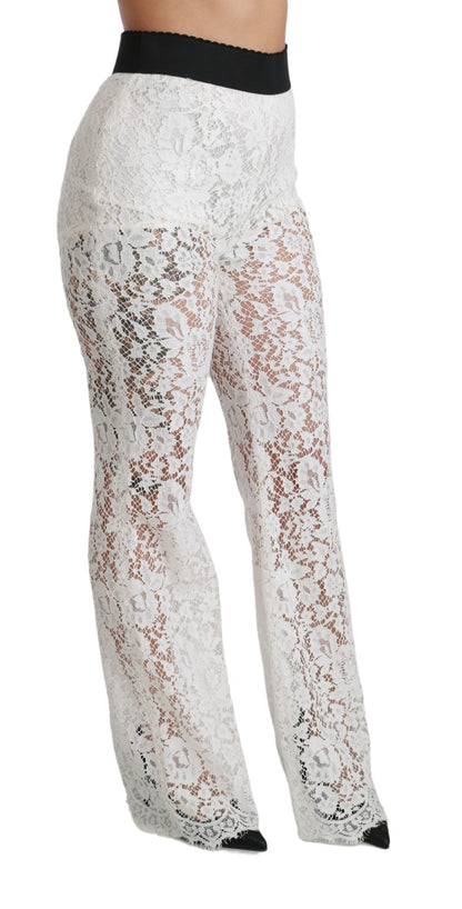  - Elegant White Lace High Waist Pants