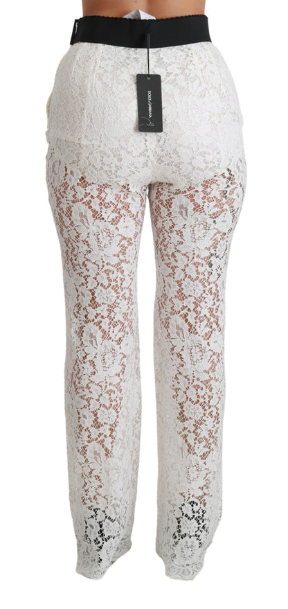  - Elegant White Lace High Waist Pants