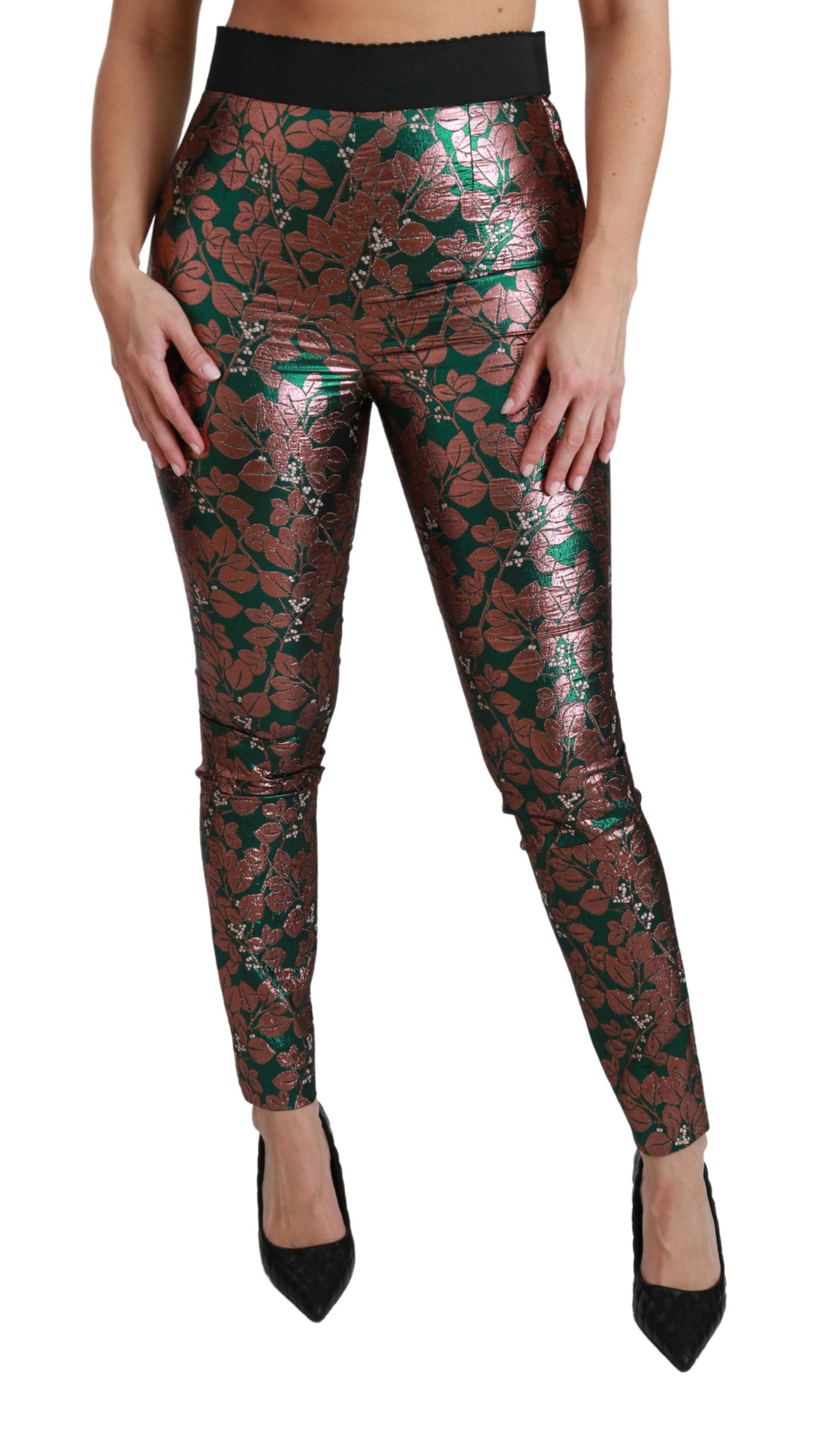  - Elegant Bronze Leaf Metallic Trousers