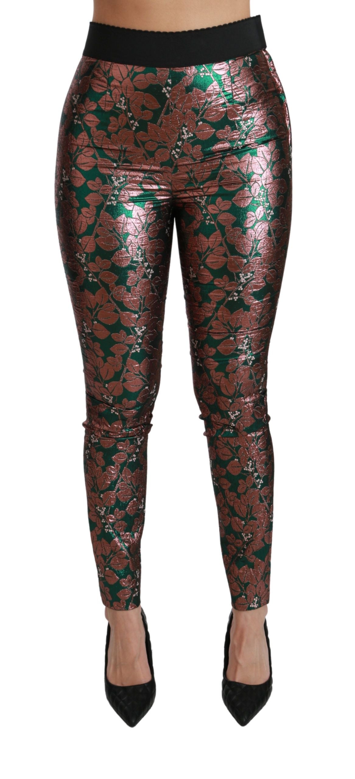  - Elegant Bronze Leaf Metallic Trousers