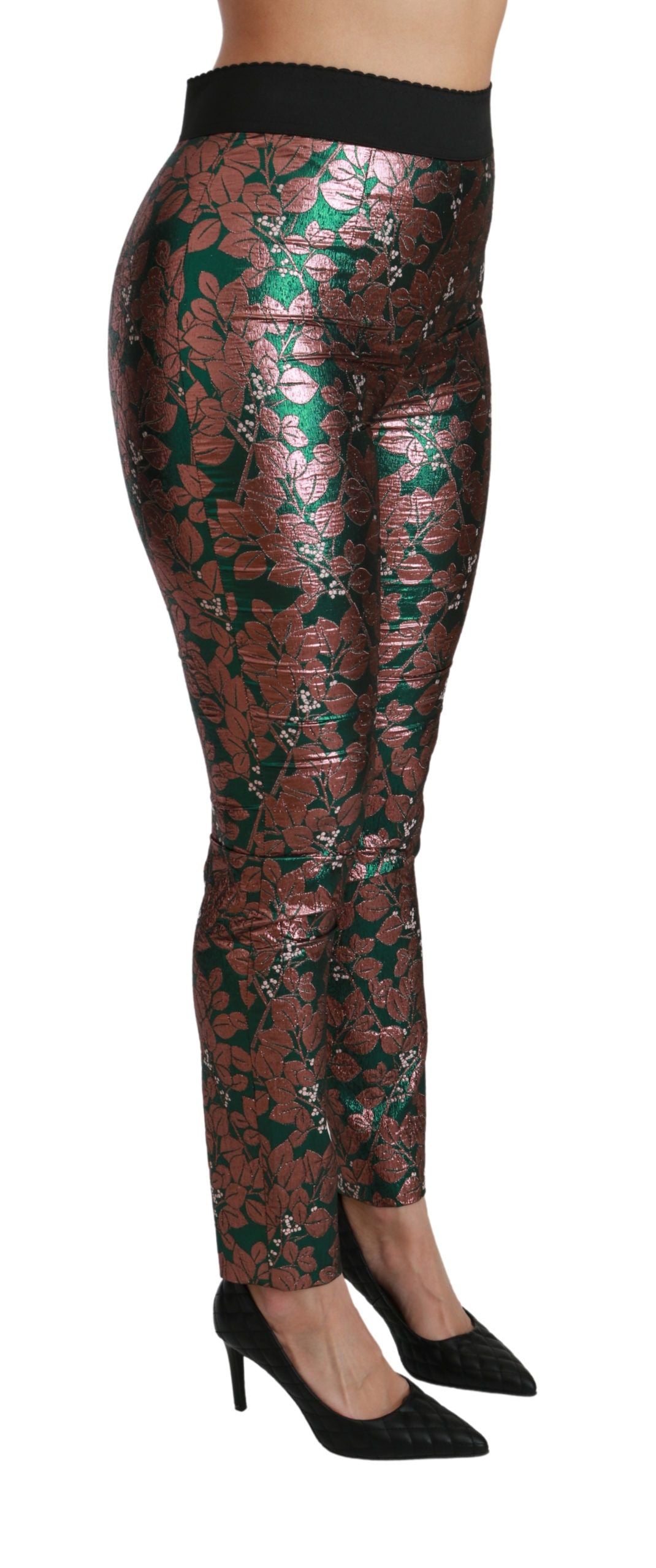  - Elegant Bronze Leaf Metallic Trousers