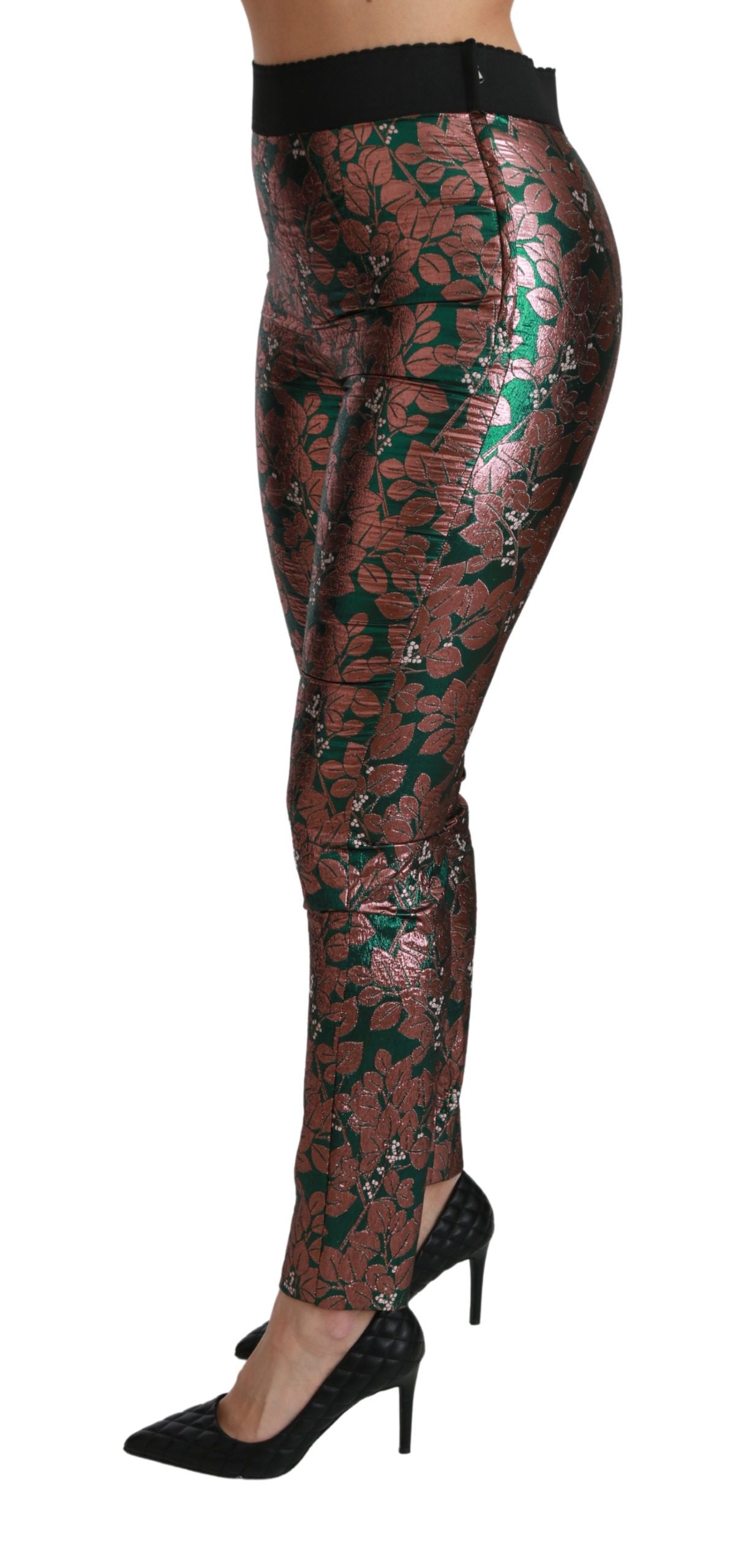  - Elegant Bronze Leaf Metallic Trousers