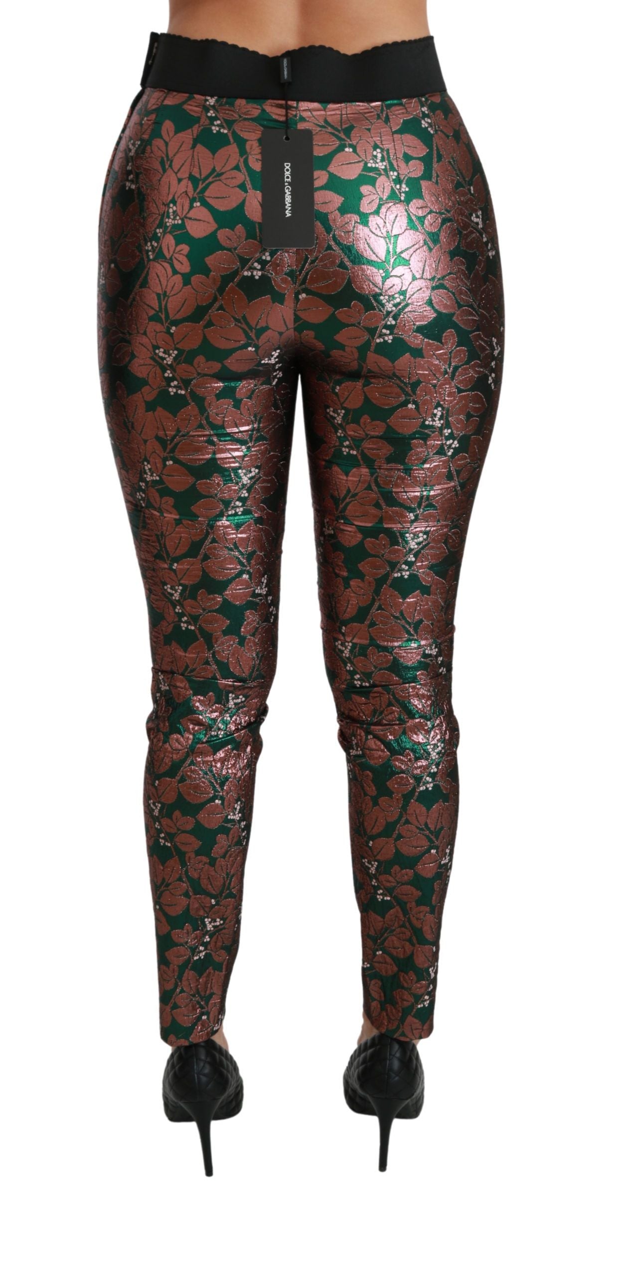  - Elegant Bronze Leaf Metallic Trousers