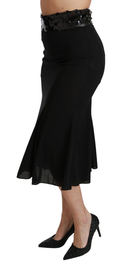  - Elegant High Waist Sequin Black Skirt