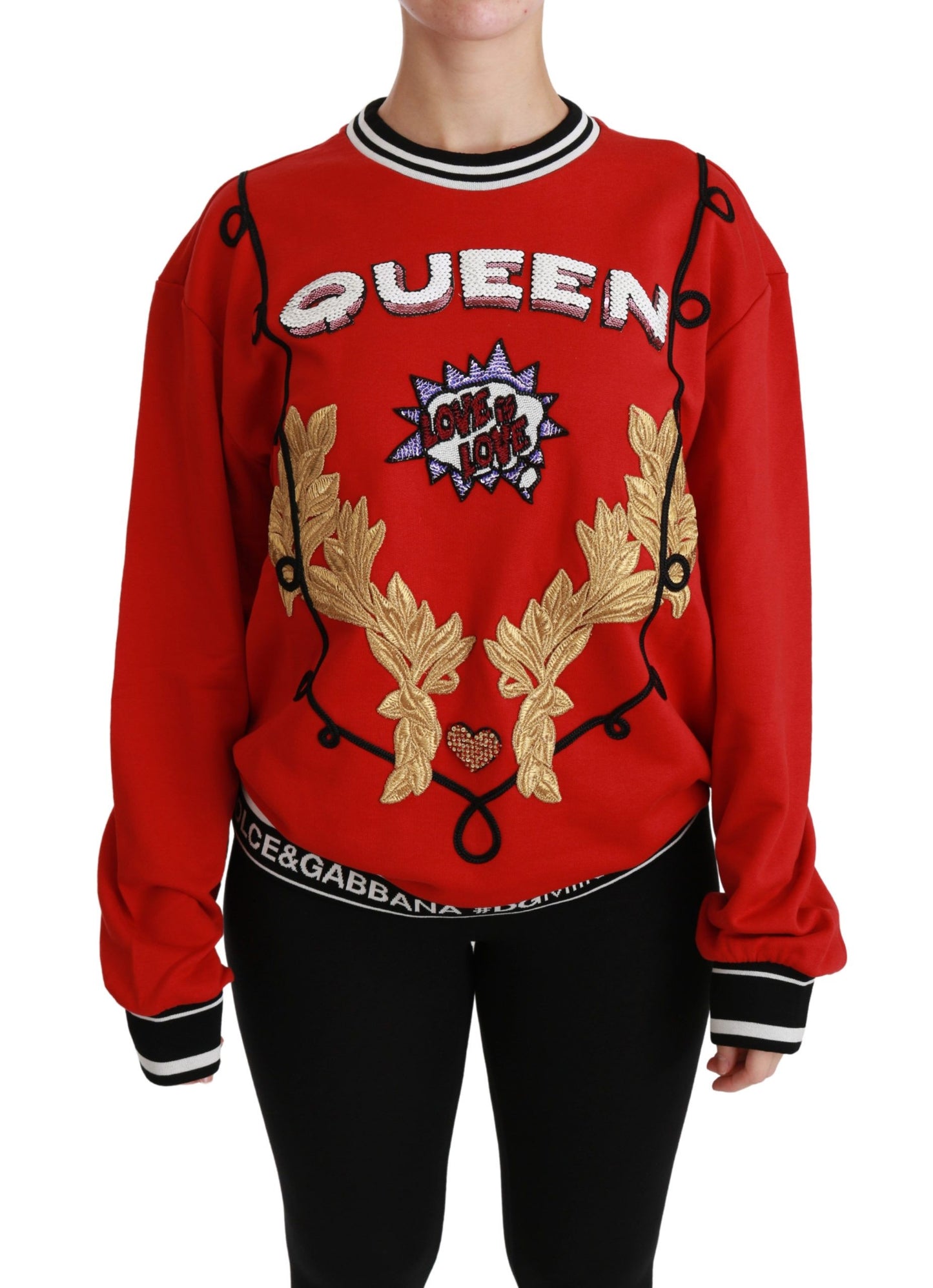  - Radiant Red Sequined Crew Neck Sweater