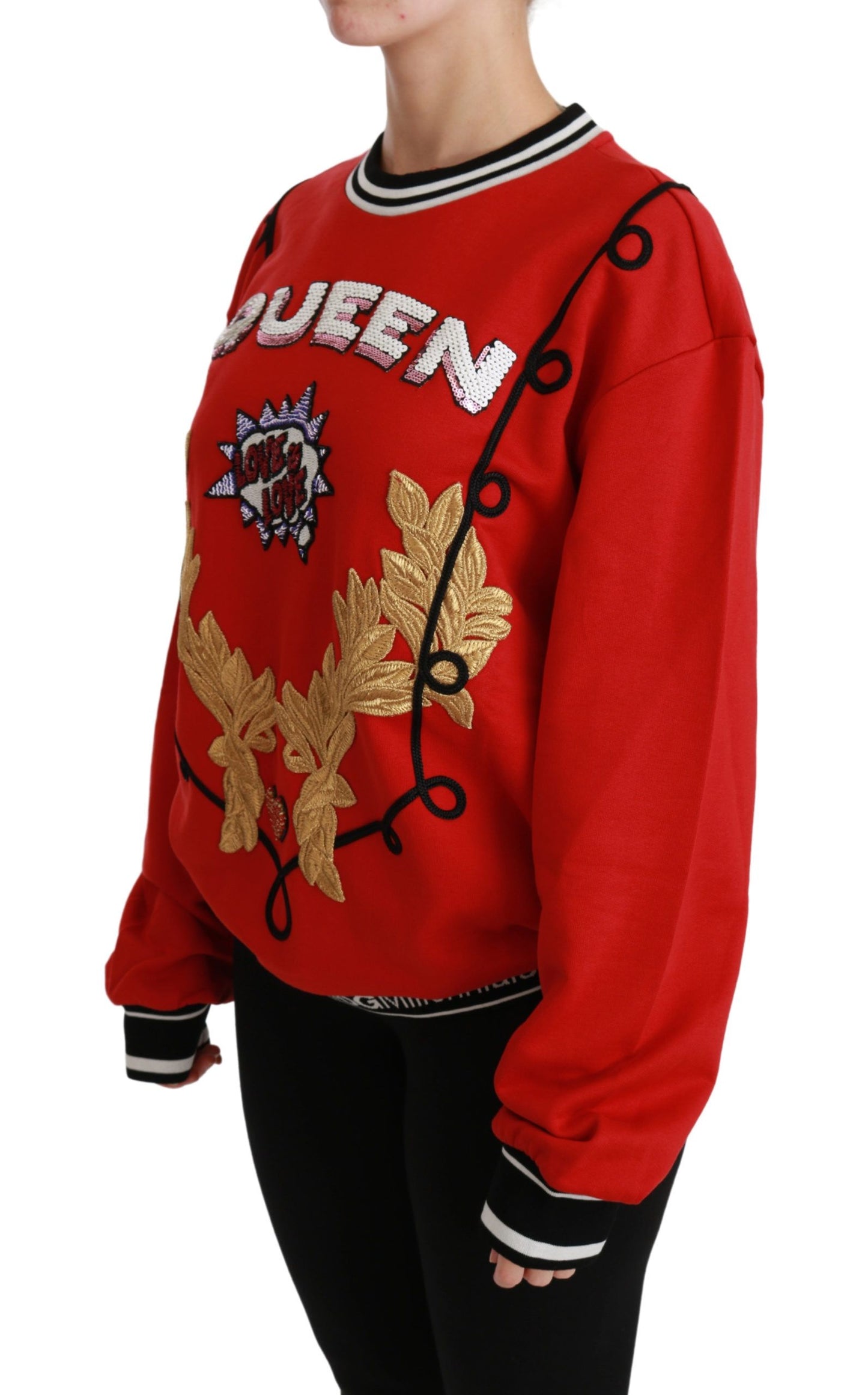  - Radiant Red Sequined Crew Neck Sweater