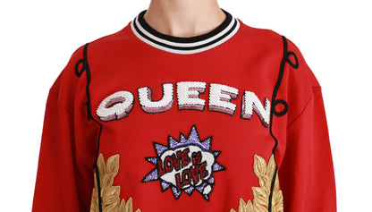  - Radiant Red Sequined Crew Neck Sweater