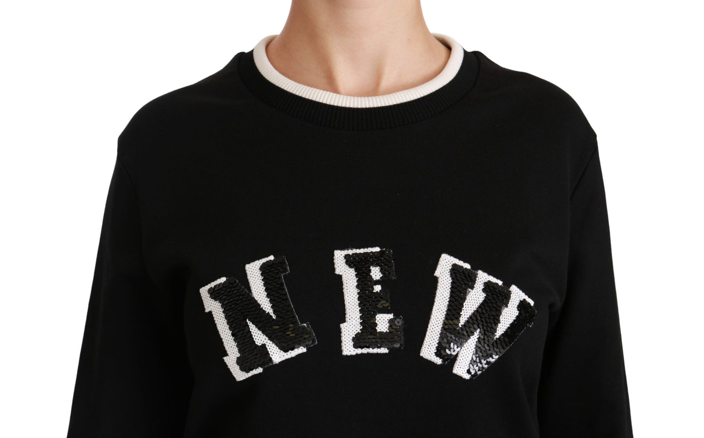  - Chic Black Sequined Cotton Sweater