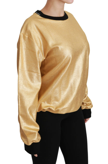  - Elegant Gold Crew Neck Cotton Sweater