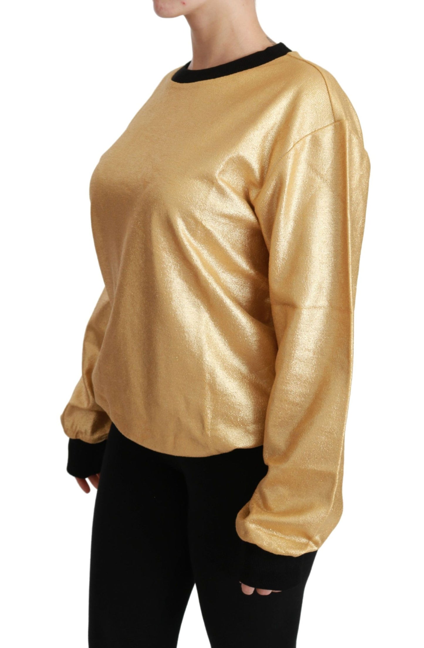  - Elegant Gold Crew Neck Cotton Sweater