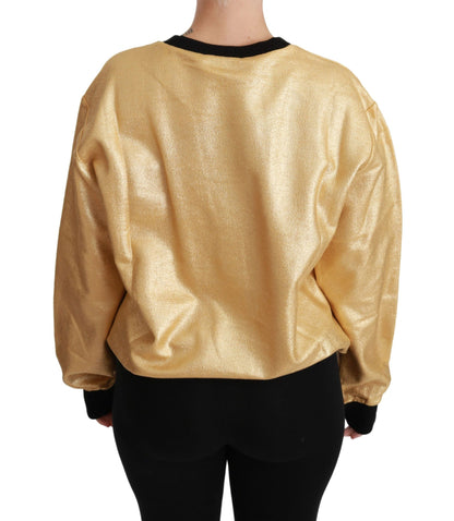  - Elegant Gold Crew Neck Cotton Sweater