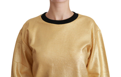  - Elegant Gold Crew Neck Cotton Sweater