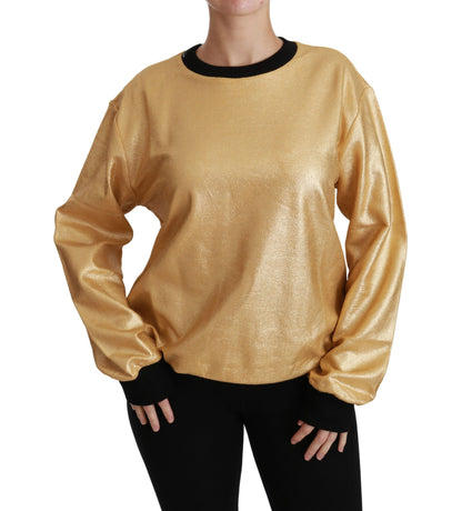  - Elegant Gold Crew Neck Cotton Sweater