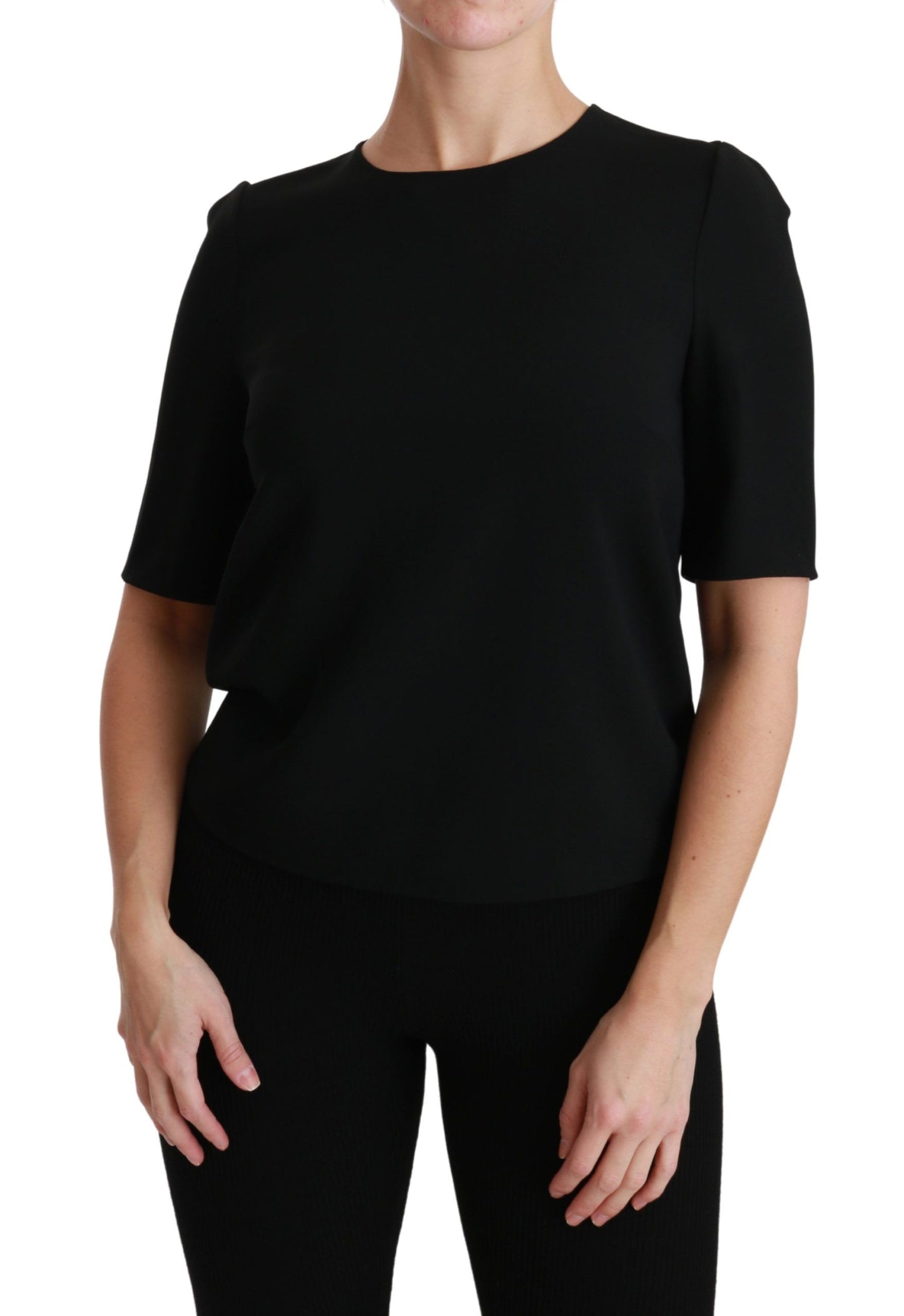  - Elegant Black Stretch Blouse Top