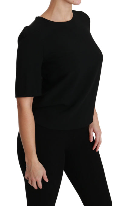  - Elegant Black Stretch Blouse Top