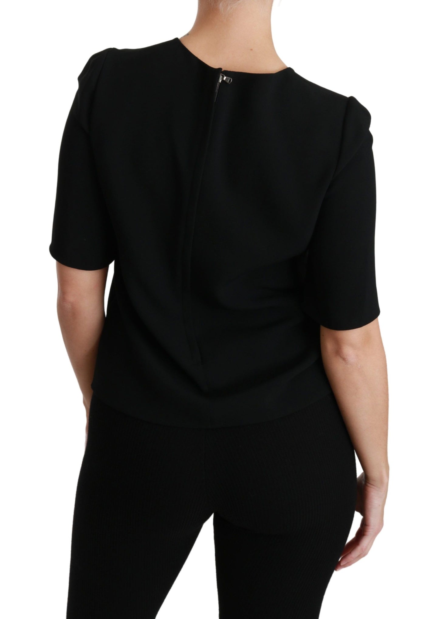  - Elegant Black Stretch Blouse Top