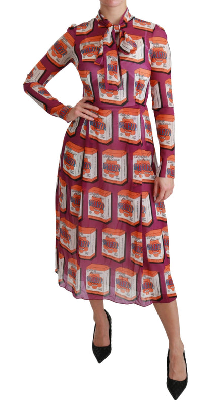  - Elegant Bellezza Print Silk Maxi Dress