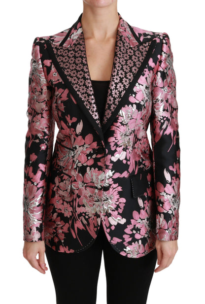  - Elegant Floral Jacquard Blazer