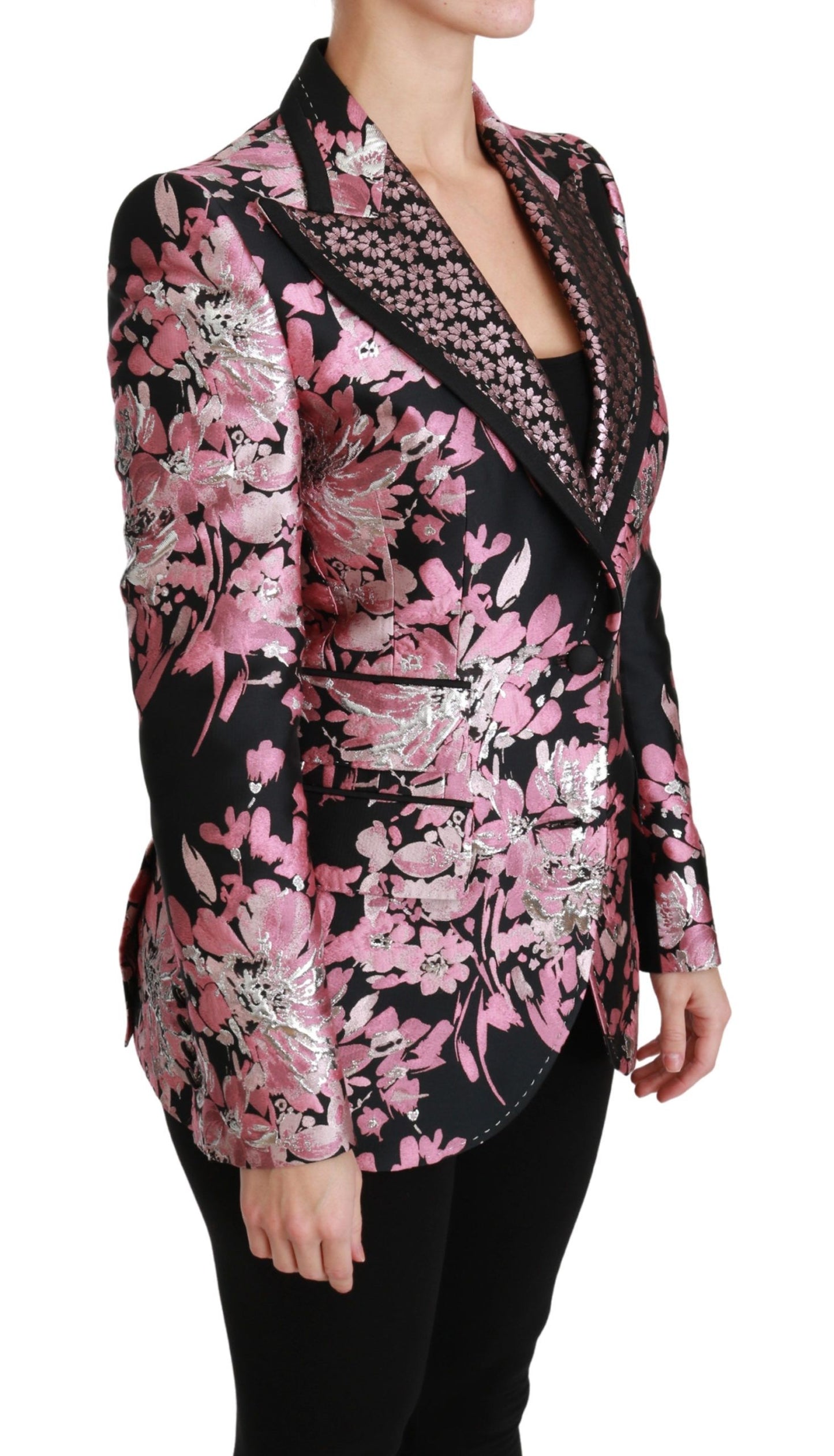  - Elegant Floral Jacquard Blazer