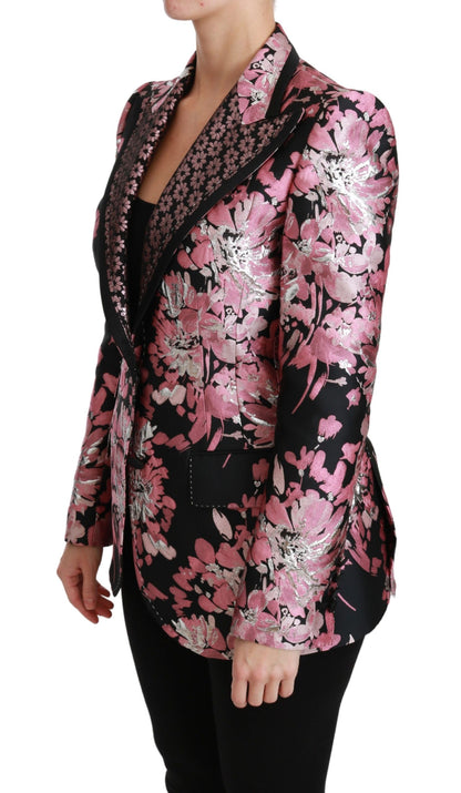  - Elegant Floral Jacquard Blazer