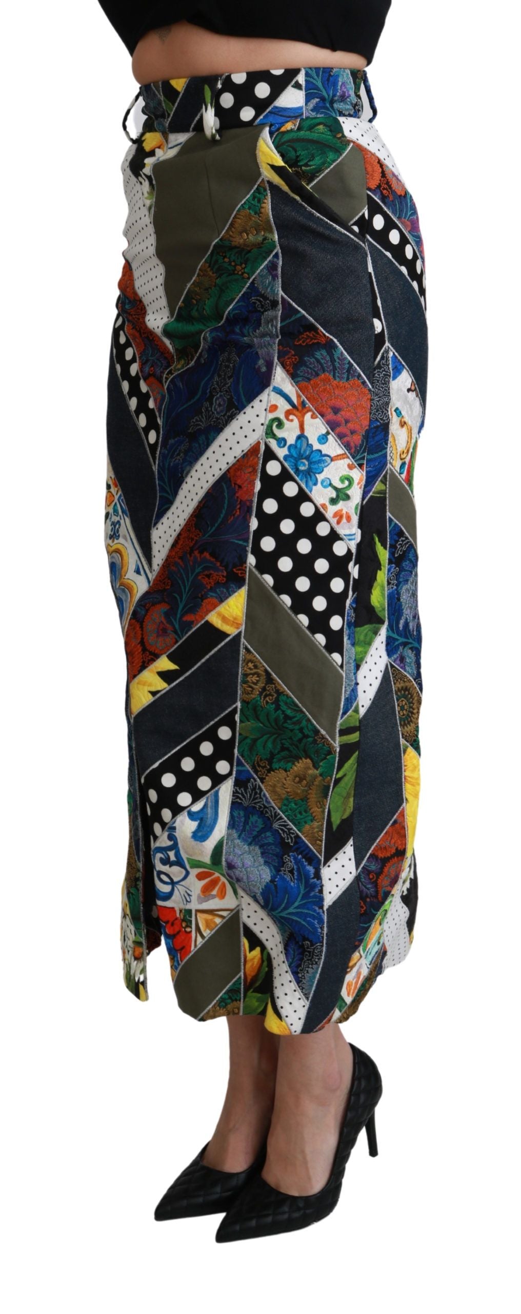  - Elegant Geometric Print High-Waist Skirt