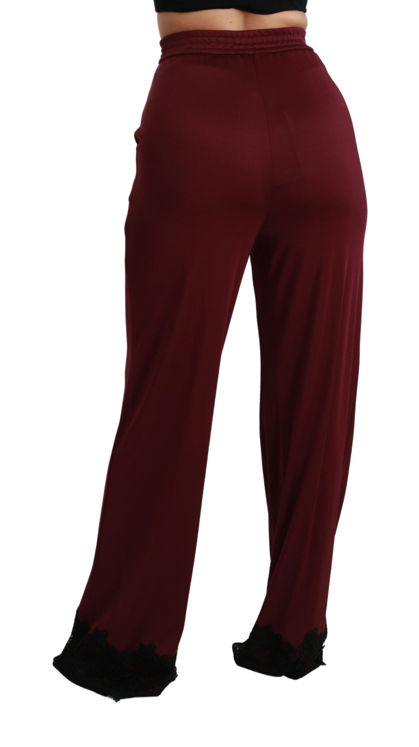  - Elegant Maroon High Waist Wide Leg Trousers