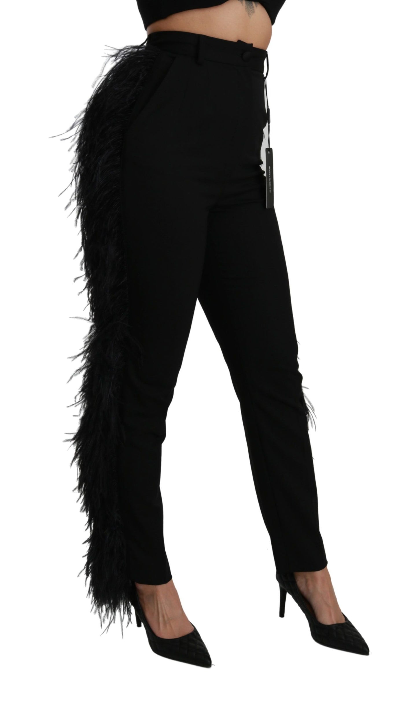  - Elegant High Waist Wool Blend Pants
