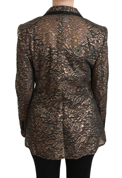  - Elegant Gold Floral Lace Blazer Jacket