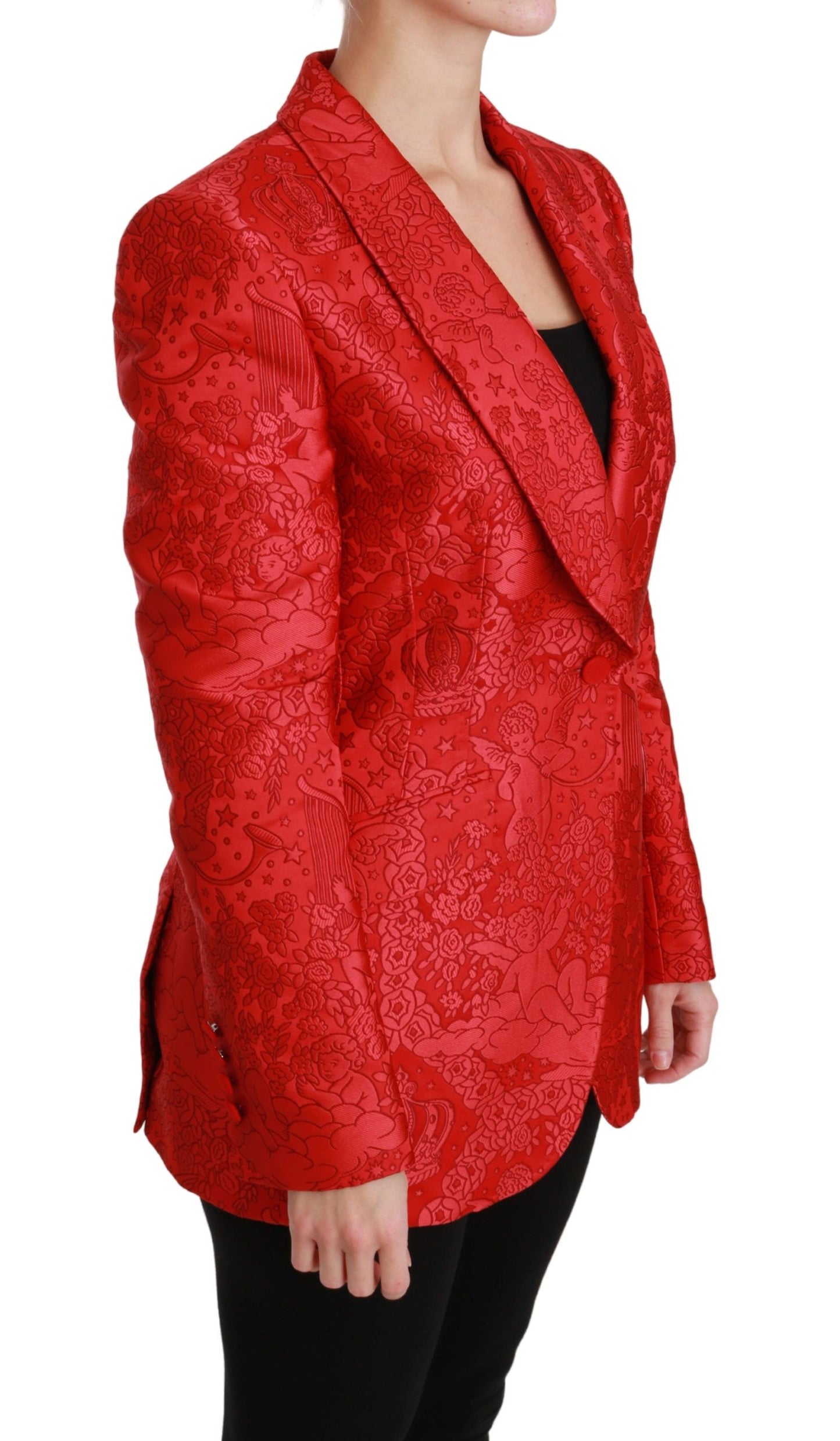  - Red Floral Angel Pattern Blazer