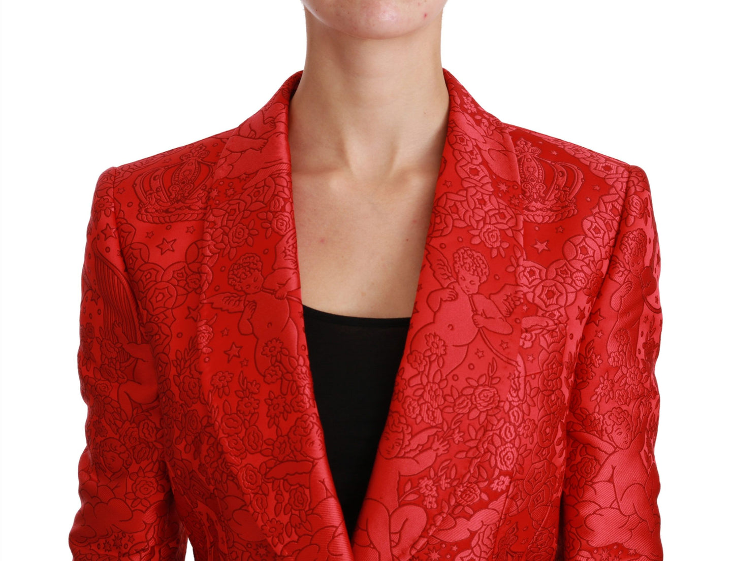  - Red Floral Angel Pattern Blazer