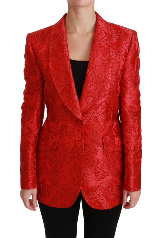  - Red Floral Angel Pattern Blazer