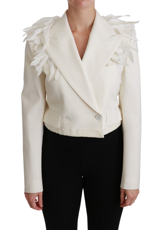  - Elegant White Double Breasted Blazer Jacket