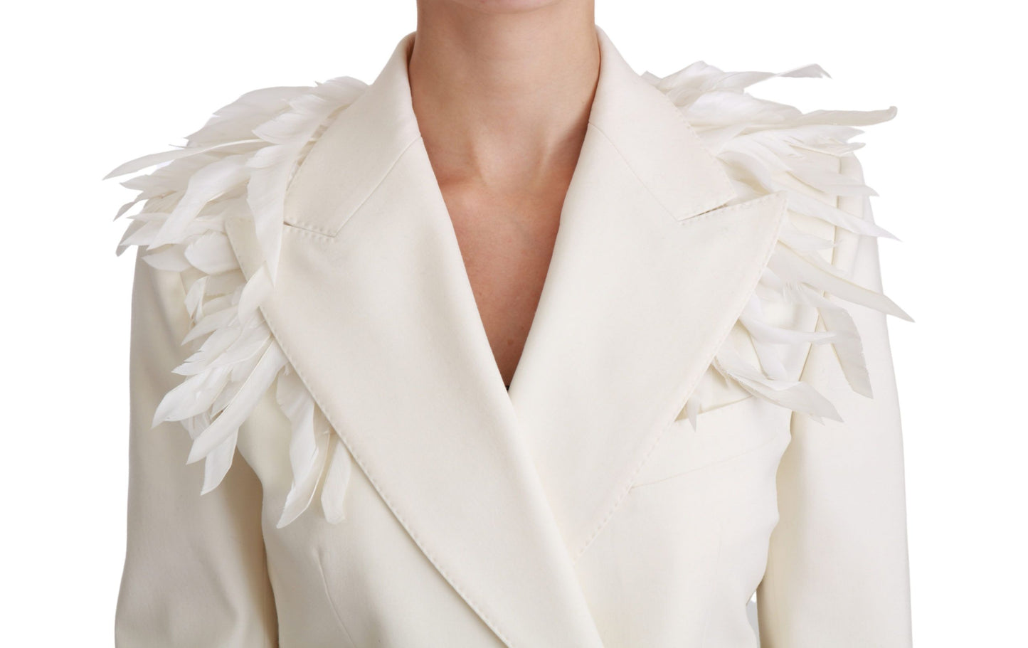  - Elegant White Double Breasted Blazer Jacket