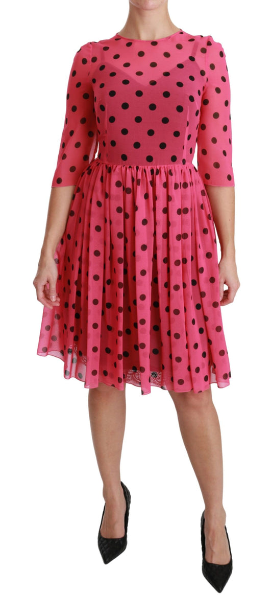  - Elegant Polka Dot A-Line Knee Length Dress