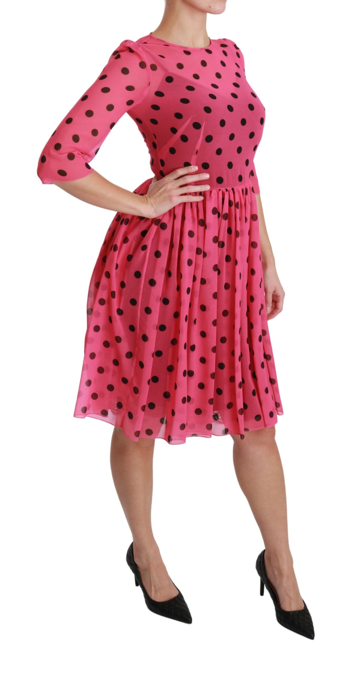  - Elegant Polka Dot A-Line Knee Length Dress