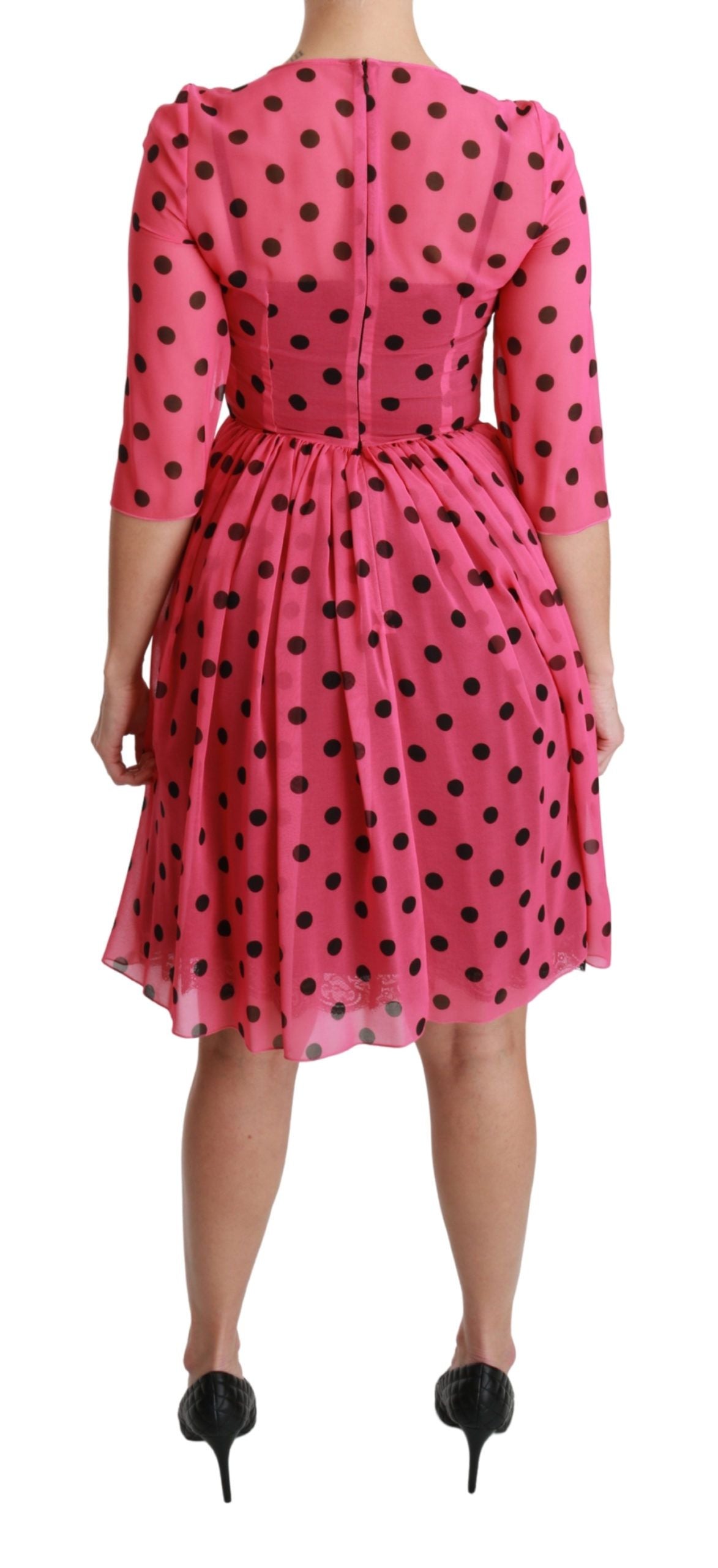  - Elegant Polka Dot A-Line Knee Length Dress