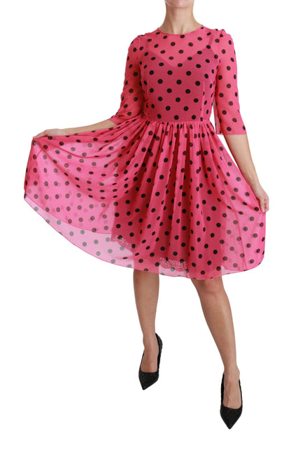  - Elegant Polka Dot A-Line Knee Length Dress