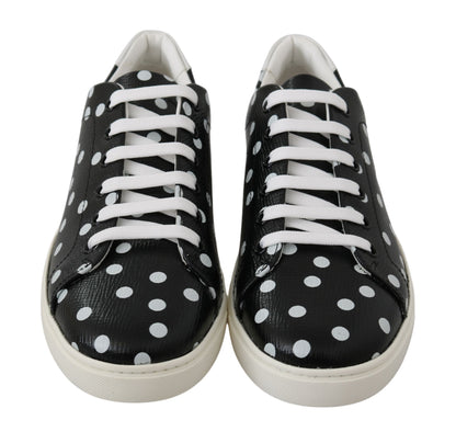  - Black Polka Dotted Leather Sneakers