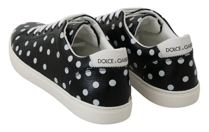  - Black Polka Dotted Leather Sneakers